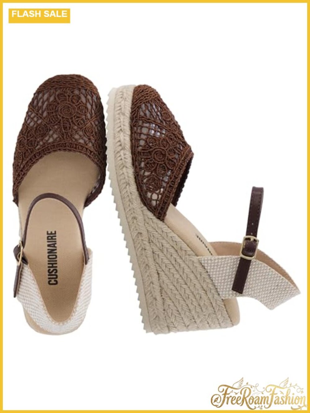 CUSHIONAIRE Flora Platform Espadrille Wedge Sandals Closed Toe Ankle